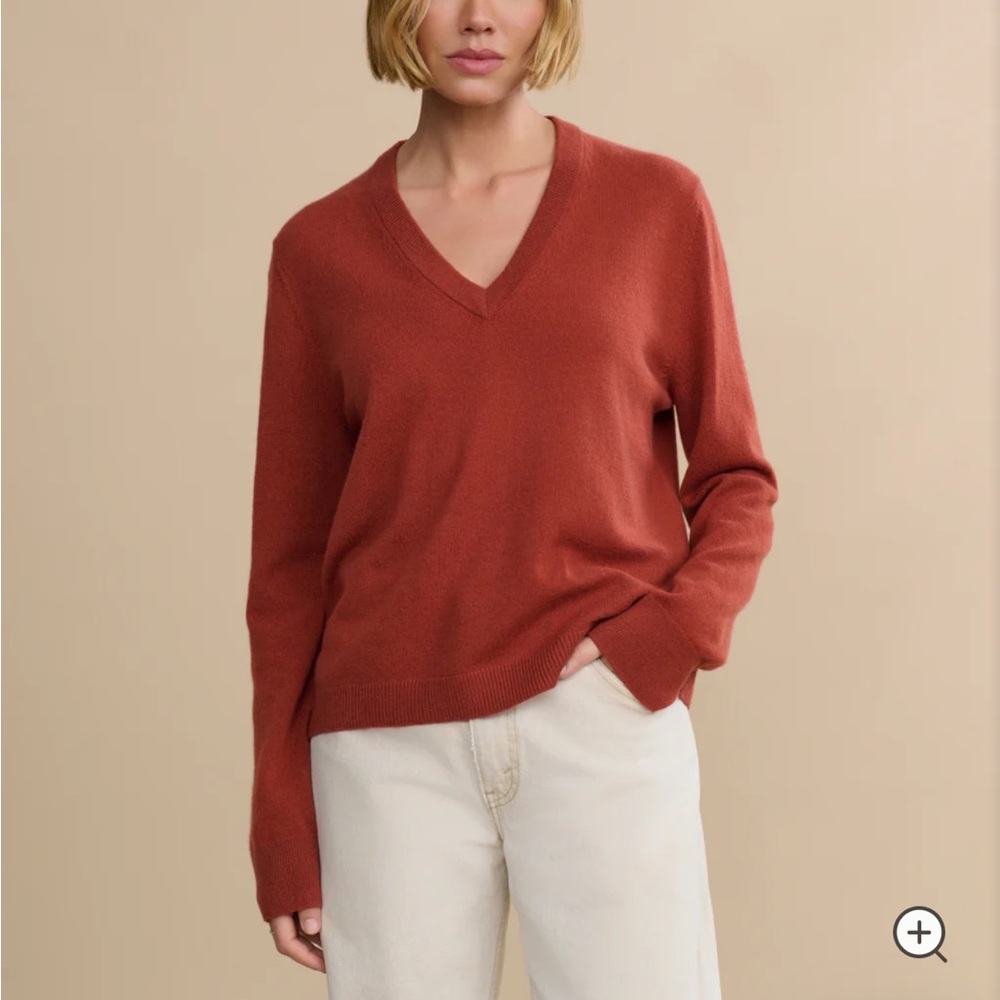 Jenni Kayne Terracotta V-Neck Sweater